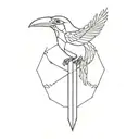 3 little birds bob marley on a drumsticks motorcycle hexagonal tattoo design idea