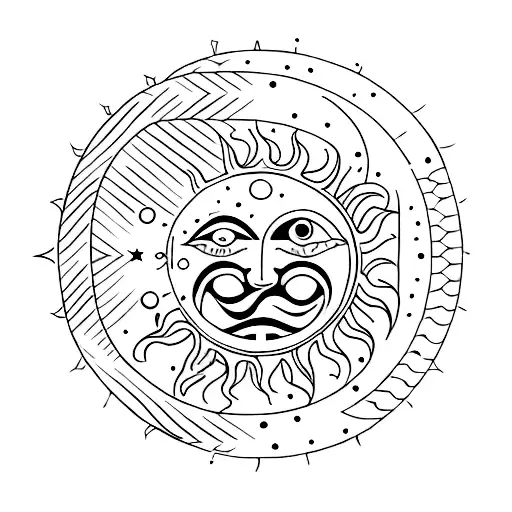Sun and Moon tattoo design idea