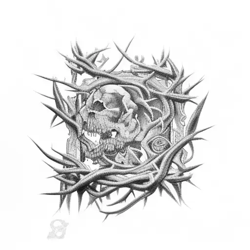 S&W 1911 wrapped in thorns tattoo design idea