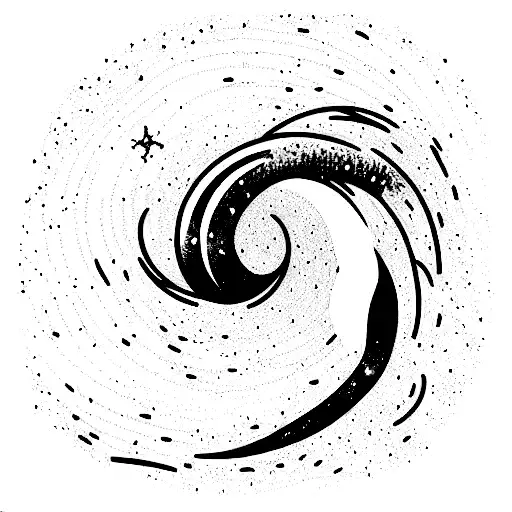 Ocean Wave and galaxy tattoo design idea