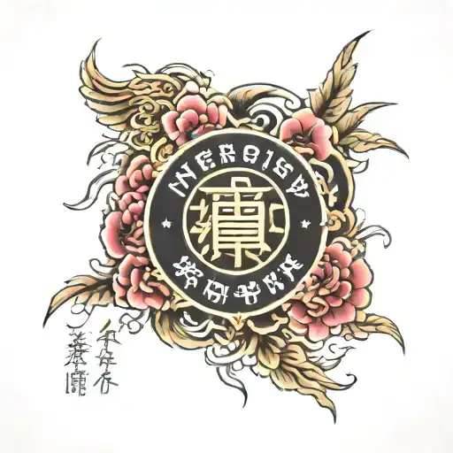 the words "integrity, class, worth & respect" in Chinese on quarter sleeve tattoo design idea