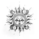 sun elbow  tattoo design idea