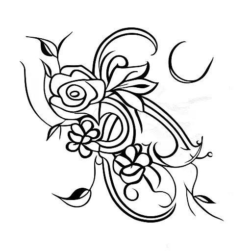 A design with Quinn's name and jasmine flowers in a pretty script tattoo design idea