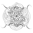 An abstract design incorporating Quinn Jasmine's name and jasmine flowers tattoo design idea