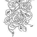 An abstract design incorporating Quinn Jasmine's name and jasmine flowers tattoo design idea