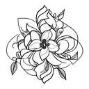 An abstract design incorporating Quinn Jasmine's name and jasmine flowers tattoo design idea