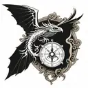 dragon skull dove compass tattoo design idea