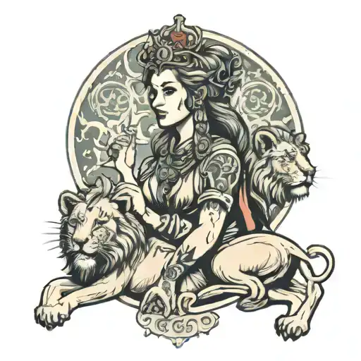 Cybele with lions  tattoo design idea