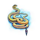 snake around dagger tattoo design idea