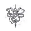 snake around dagger tattoo design idea