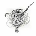 snake around dagger tattoo design idea