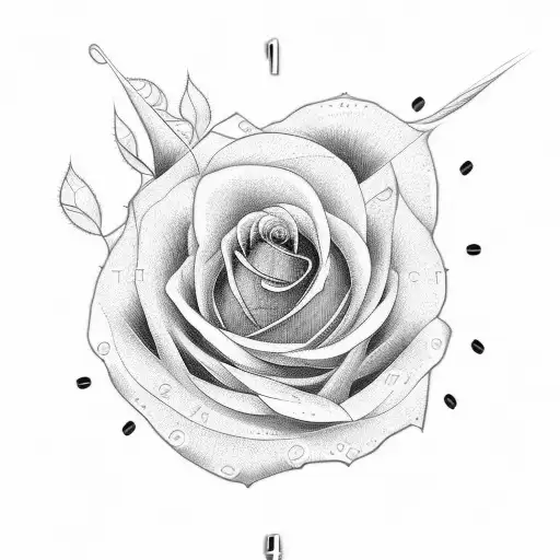 Clock whit rose tattoo design idea