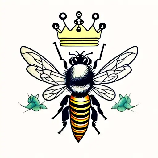 bee with crown tattoo design idea