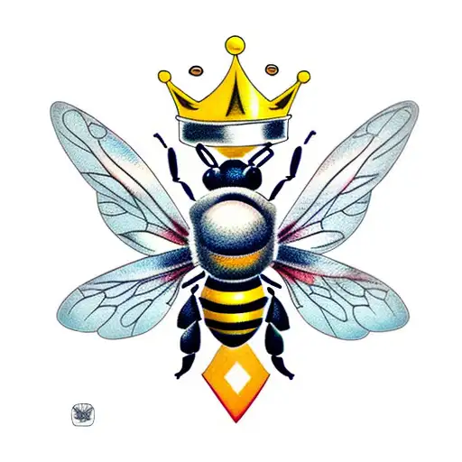 bee with crown tattoo design idea