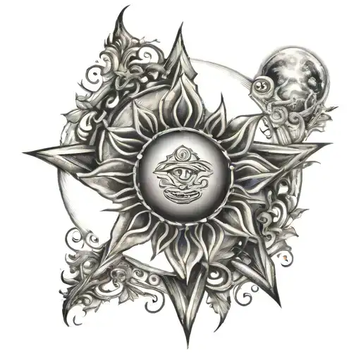 sun moon crown chakra   tattoo design idea