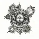 sun moon crown chakra   tattoo design idea