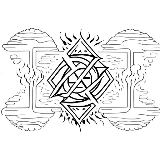 all 4 elements: air, water, fire, earth combined tattoo design idea