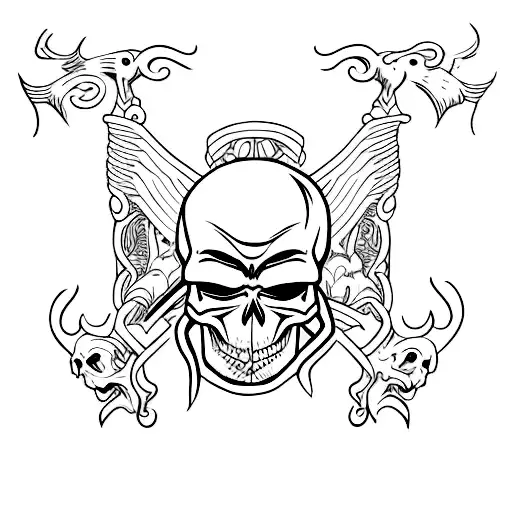 ghost with skull tattoo design idea