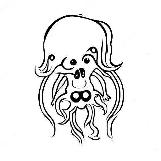 cute ghost with skull tattoo design idea