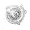 ACTS 2:17 bubble writing with first half heavenly cityscape and second half apocalyptic cityscape tattoo design idea