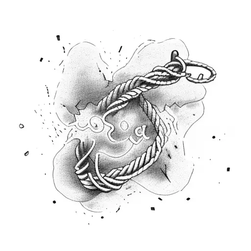 A thought-provoking dotwork tattoo of a broken rope, symbolizing resilience and strength amidst struggles. tattoo design idea