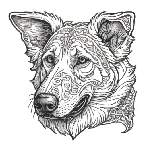 white fluffy German Shepherd dog tattoo design idea