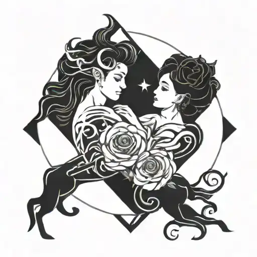 Aquarius and taurus in love  tattoo design idea