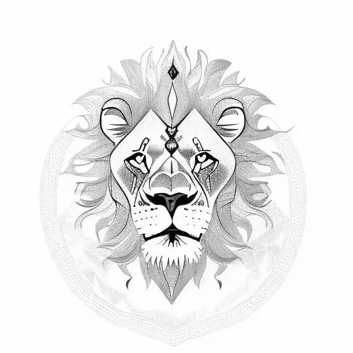 lion head with monk full body and uniform tattoo design idea