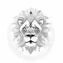 lion head with monk full body and uniform tattoo design idea