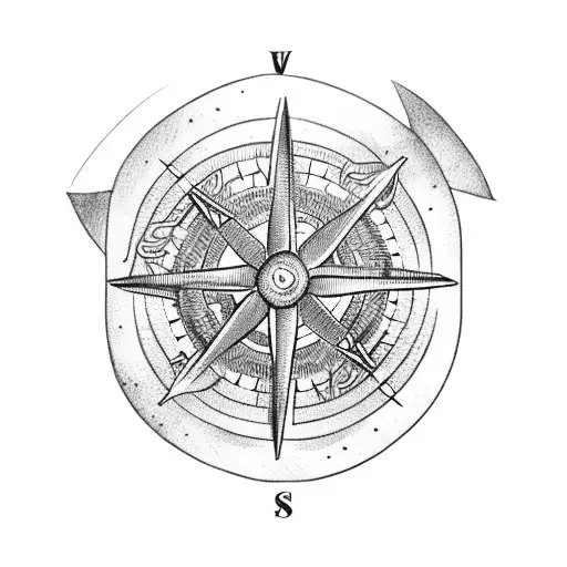Viking compass on an axe tattoo design idea