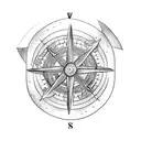 Viking compass on an axe tattoo design idea