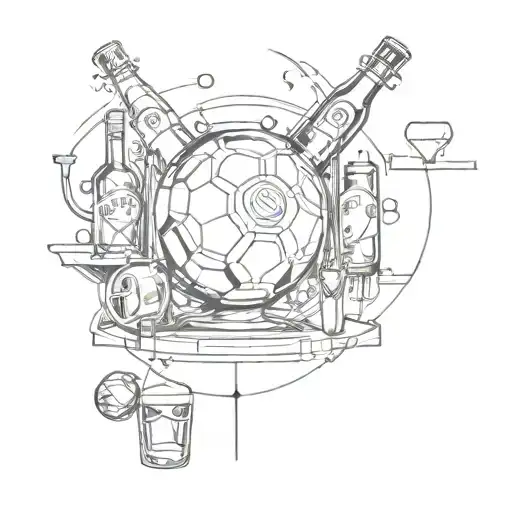 Combine elements of football and bartending in a unique design tattoo design idea