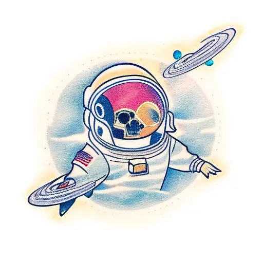 astronaut floating in space tattoo design idea