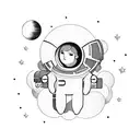 astronaut floating in space tattoo design idea