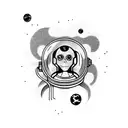 astronaut floating in space tattoo design idea