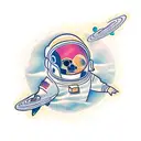 astronaut floating in space tattoo design idea