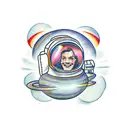 astronaut floating in space tattoo design idea