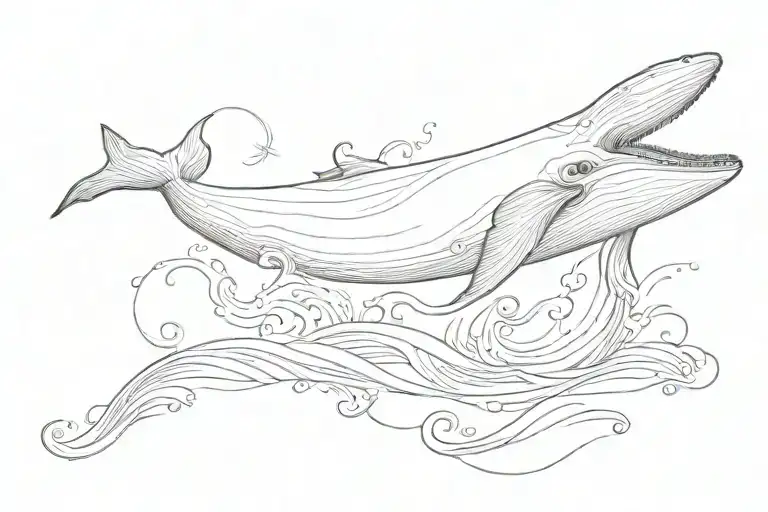 A tattoo picture of whale in the midle of the wave in rectangle and write this too shall pass tattoo design idea