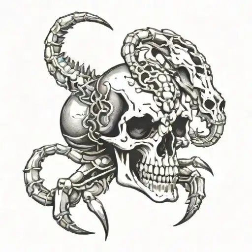 scorpion and dog skull tattoo design idea