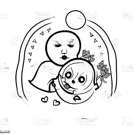 A minimalist tattoo of a Russian matryoshka doll holding a Chinese lantern, representing the love between Russia and China tattoo design idea