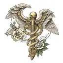 caduceus with glock replacing right wing tattoo design idea