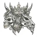 skulls kings uncrowned king crown with astro Aries horse and gods Horus  tattoo design idea
