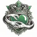 claddagh emerald heart sacred crown queen tattoo design idea