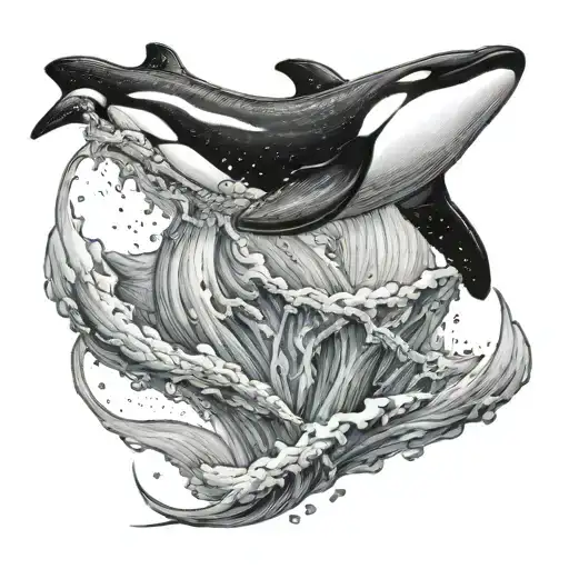 orca in a tornado tattoo design idea