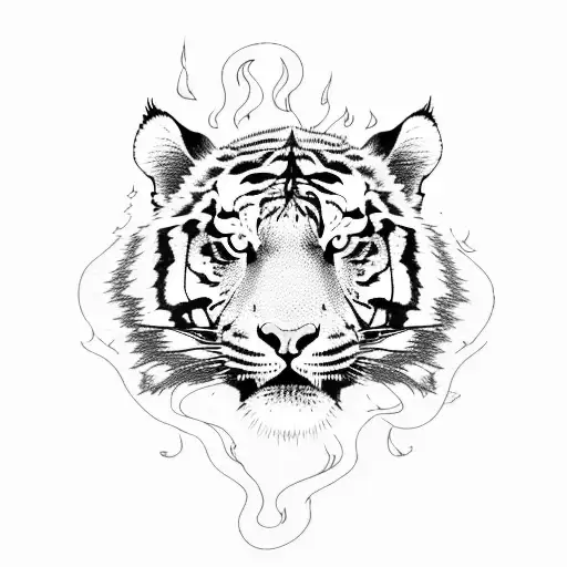 tiger with fire tattoo design idea