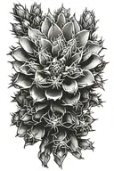 cholla cactus with single flower tattoo design idea