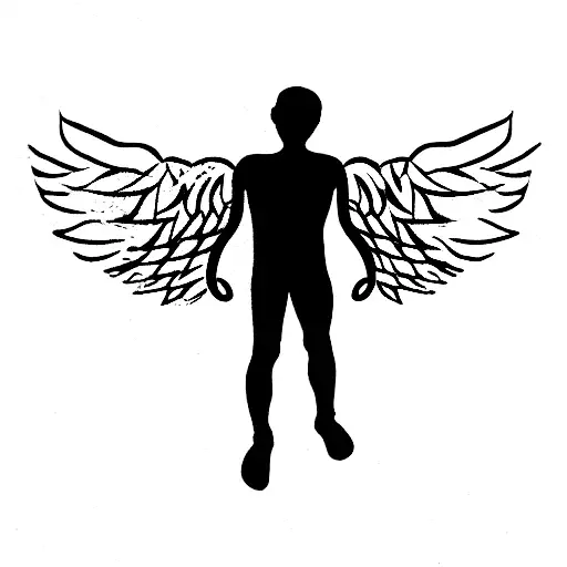 greek angel man tattoo design idea