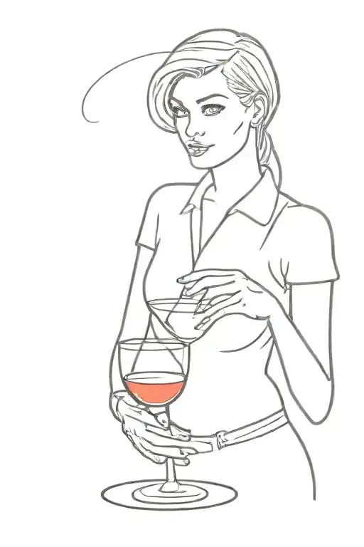 Bartender mixing drinks wine glass filled tattoo design idea