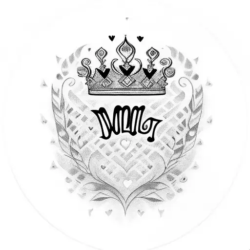 The name Molly written in a beautiful type of script inside of a heart with a crown on top tattoo design idea