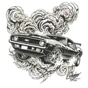69 Camaro burnout smoke tattoo design idea